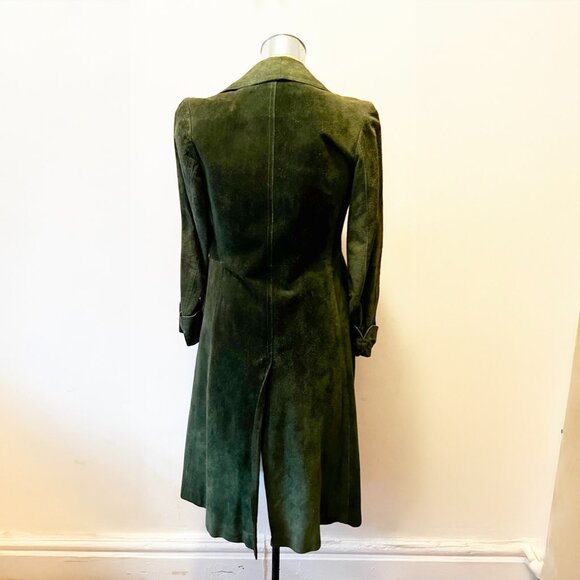 Vintage 70s long deep green suede coat | double breasted | pirate coat | hippie - Picture 5 of 8